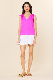Skies are Blue Pink Shirred Shoulder Top
