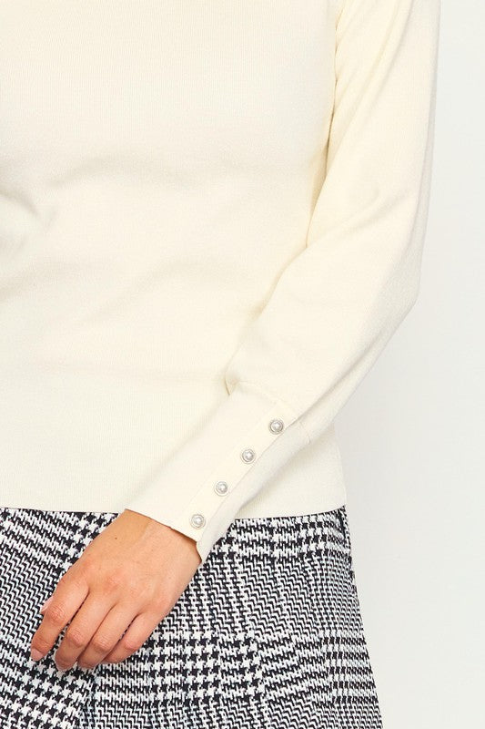 Jewel Button Long Sleeve Sweater