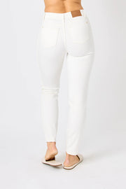 Judy Blue Braided White Relaxed Jeans
