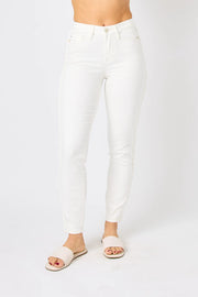 Judy Blue Braided White Relaxed Jeans