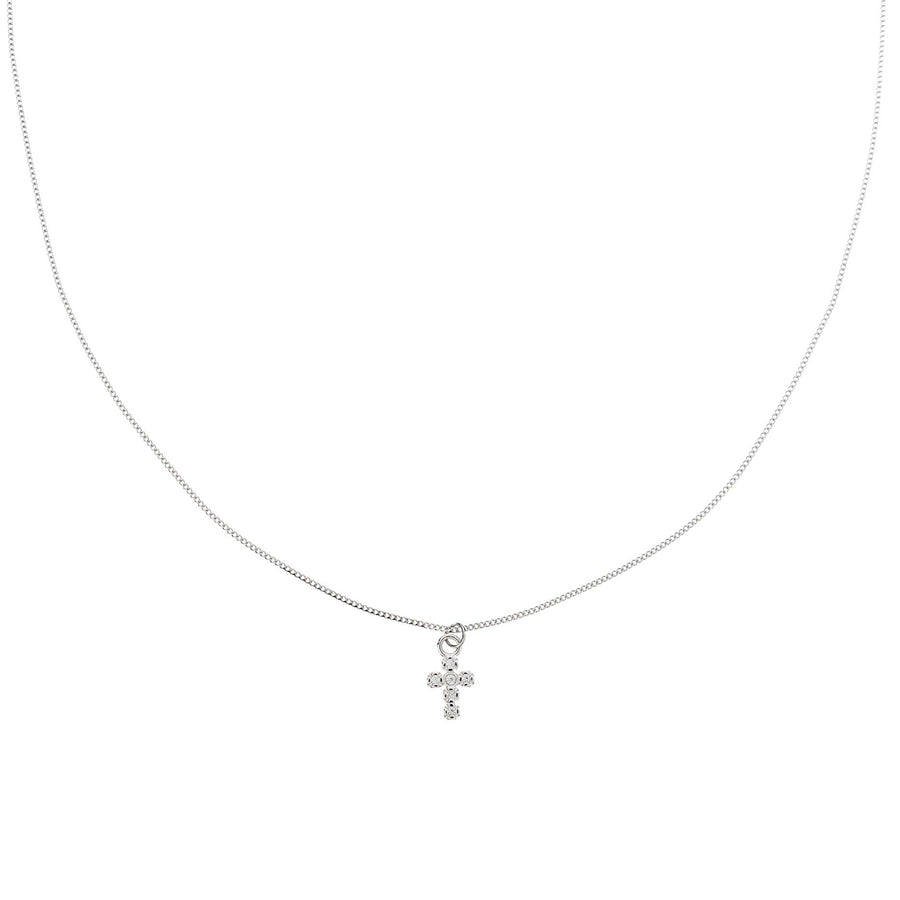 Brenda Silver Shiny Cross Necklace