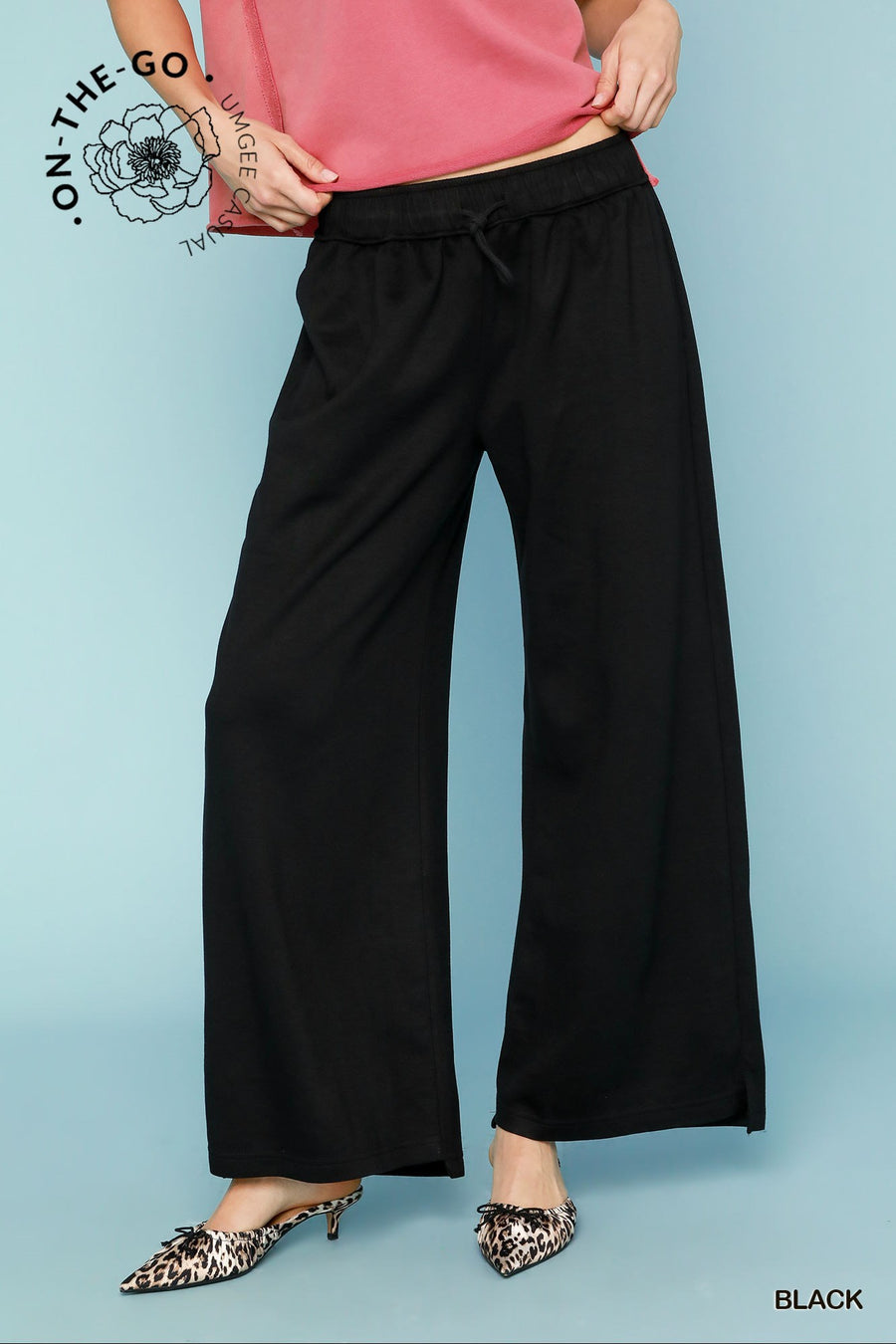 Black On-The-Go Luxe Wide Leg Pants