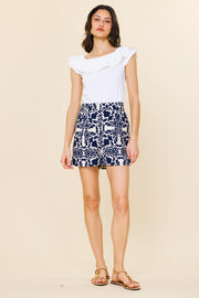 Skies are Blue Navy Printed Shorts