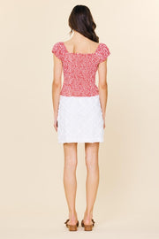 Skies are Blue White Textured Broderie Mini Skirt