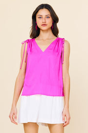 Skies are Blue Pink Shirred Shoulder Top