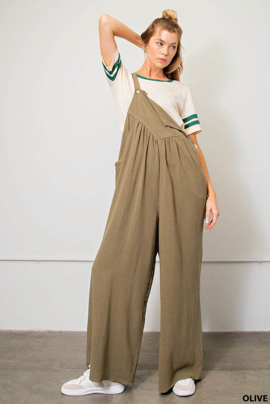 Shirring Detail Overalls