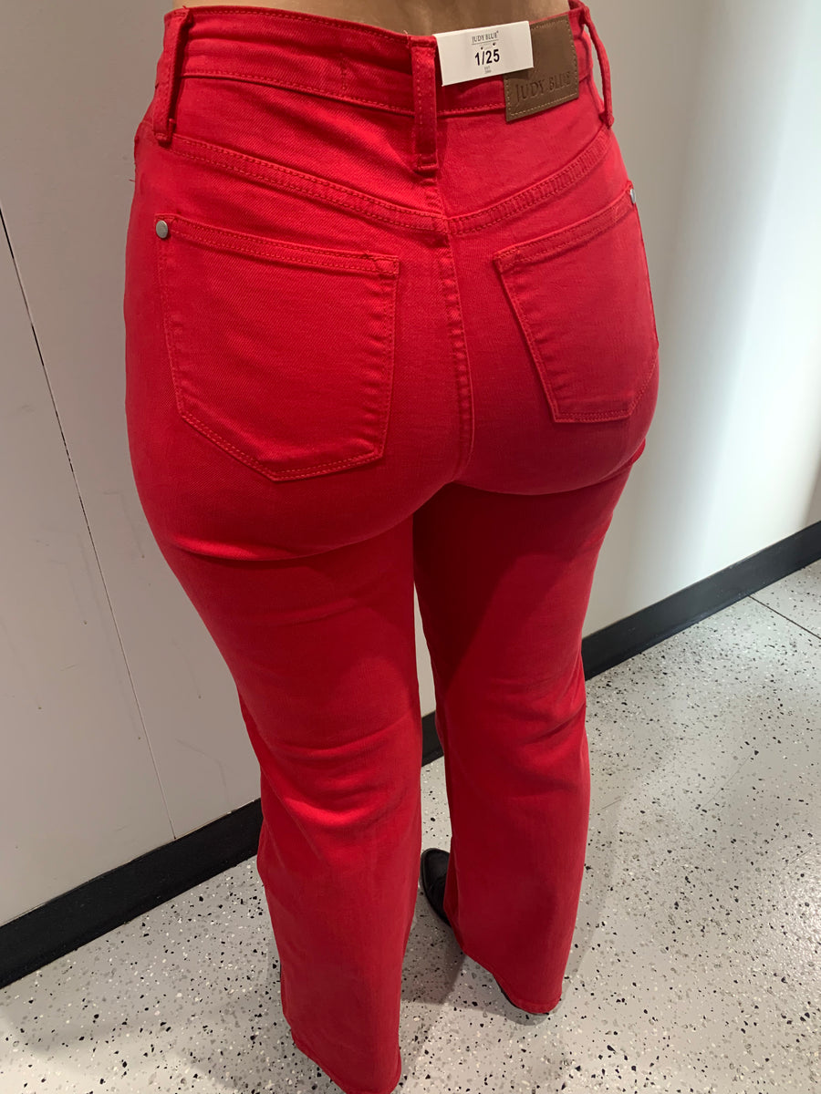 Judy Blue High Waist 90's Straight Red Jeans