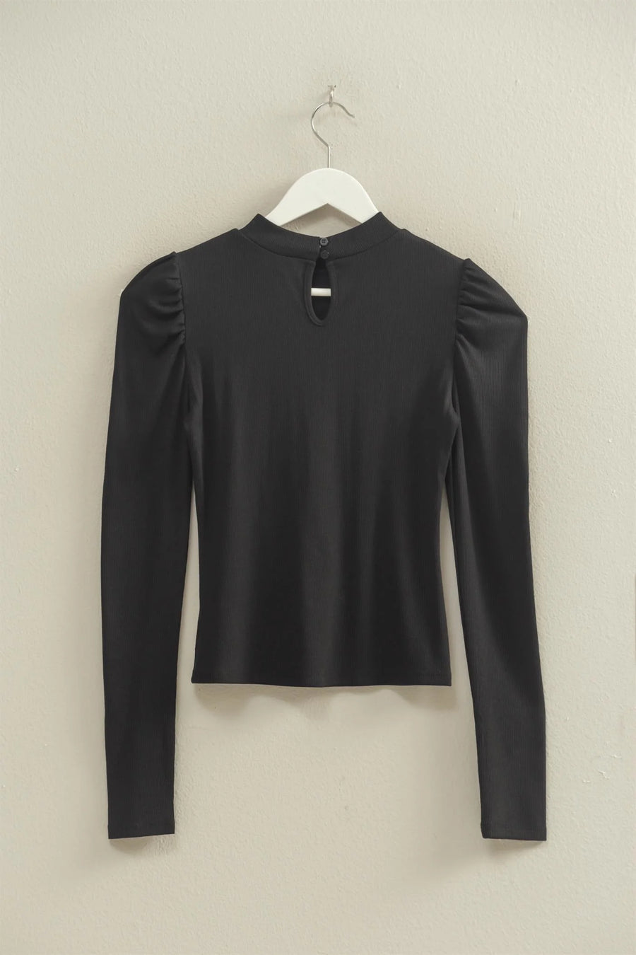 HYFVE Black Puff Sleeve Fitted Top