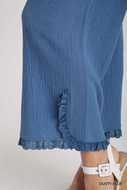 Dusty Blue Cotton Gauze Pants