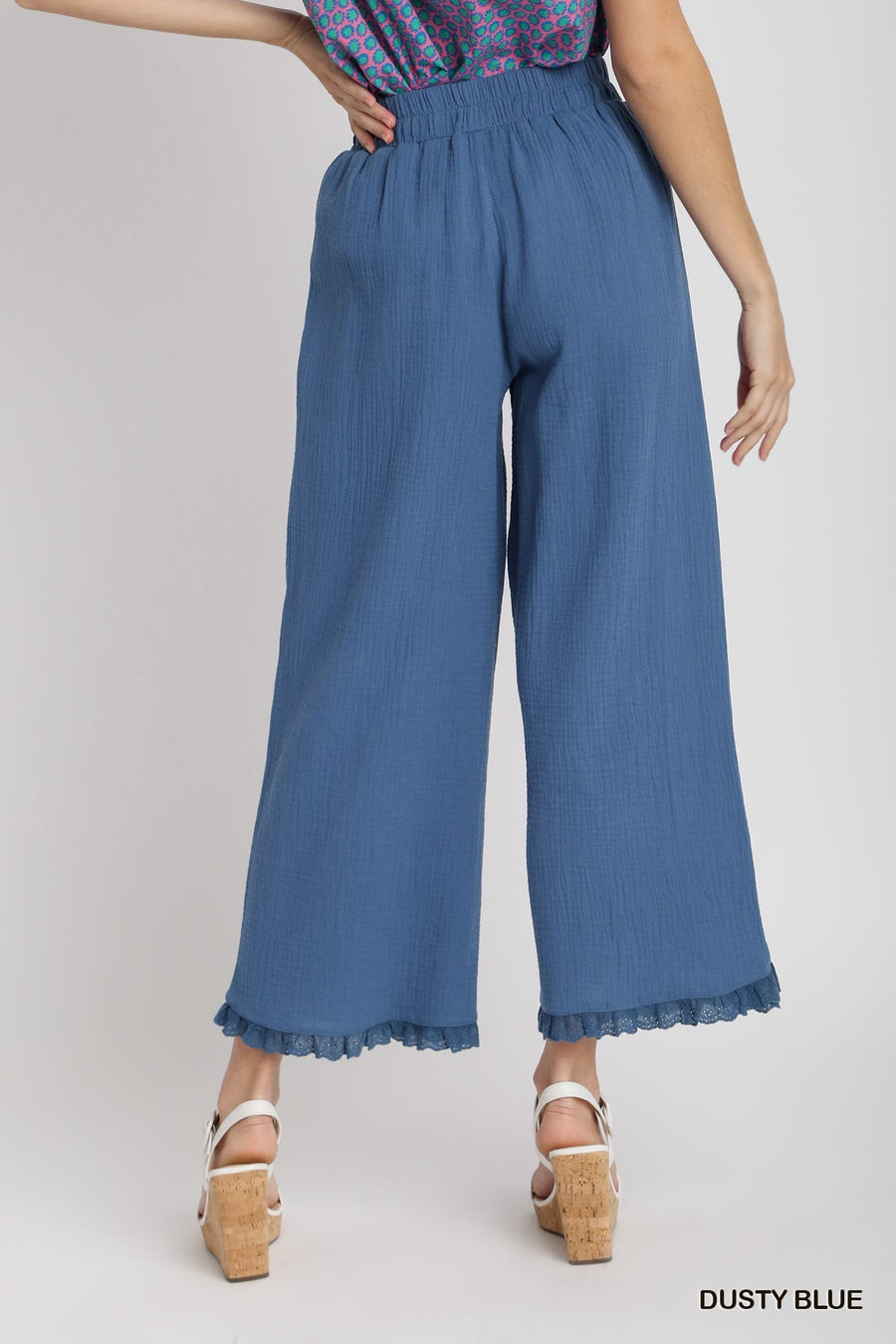 Dusty Blue Cotton Gauze Pants