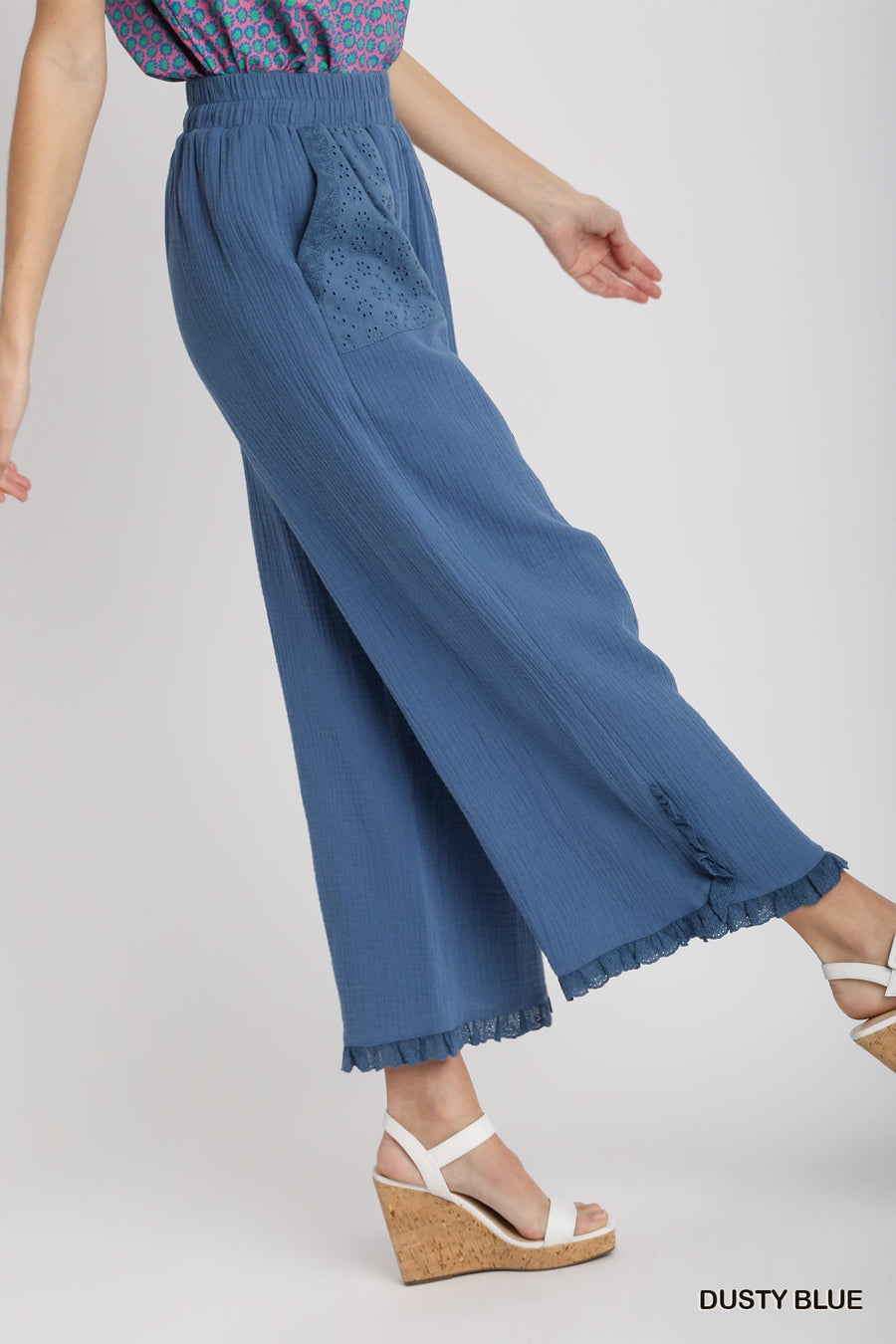 Dusty Blue Cotton Gauze Pants