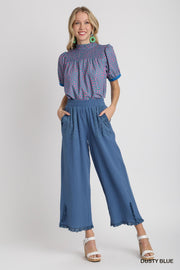 Dusty Blue Cotton Gauze Pants