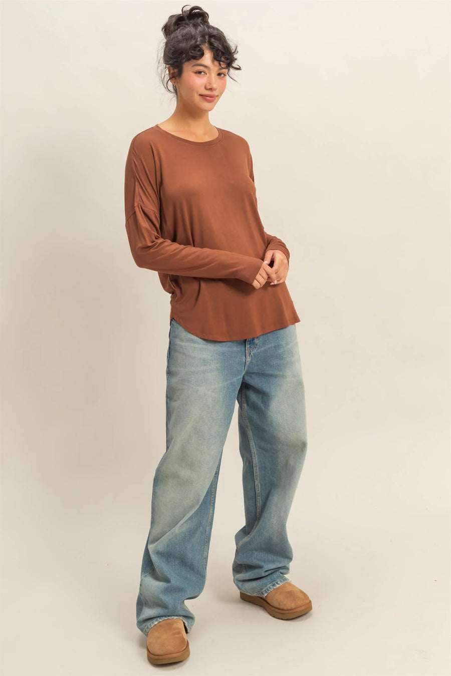 Double Zero Chestnut Long Sleeve Top