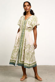 Skies are Blue Olive Print Midi Dress