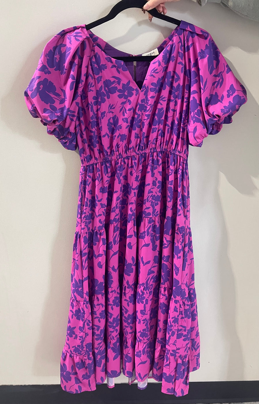 Magenta Floral Midi Dress