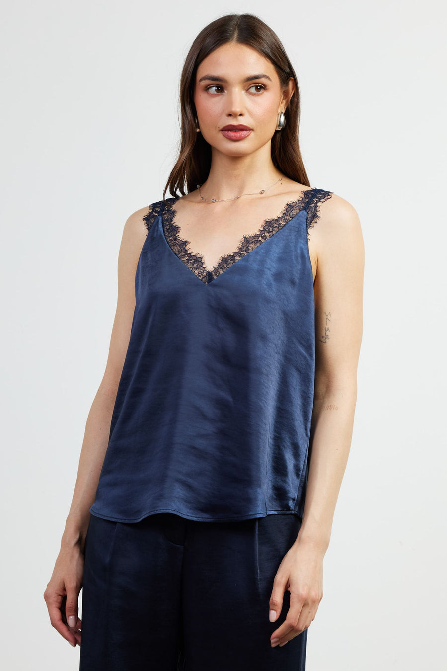 Skies are Blue Lace Trim Cami Top