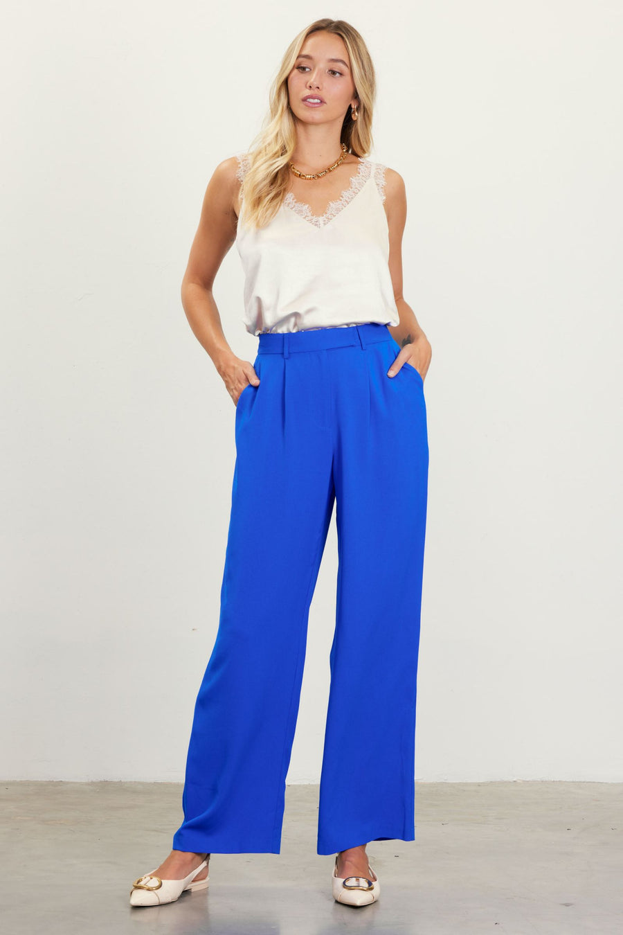 Skies are Blue Lace Trim Cami Top