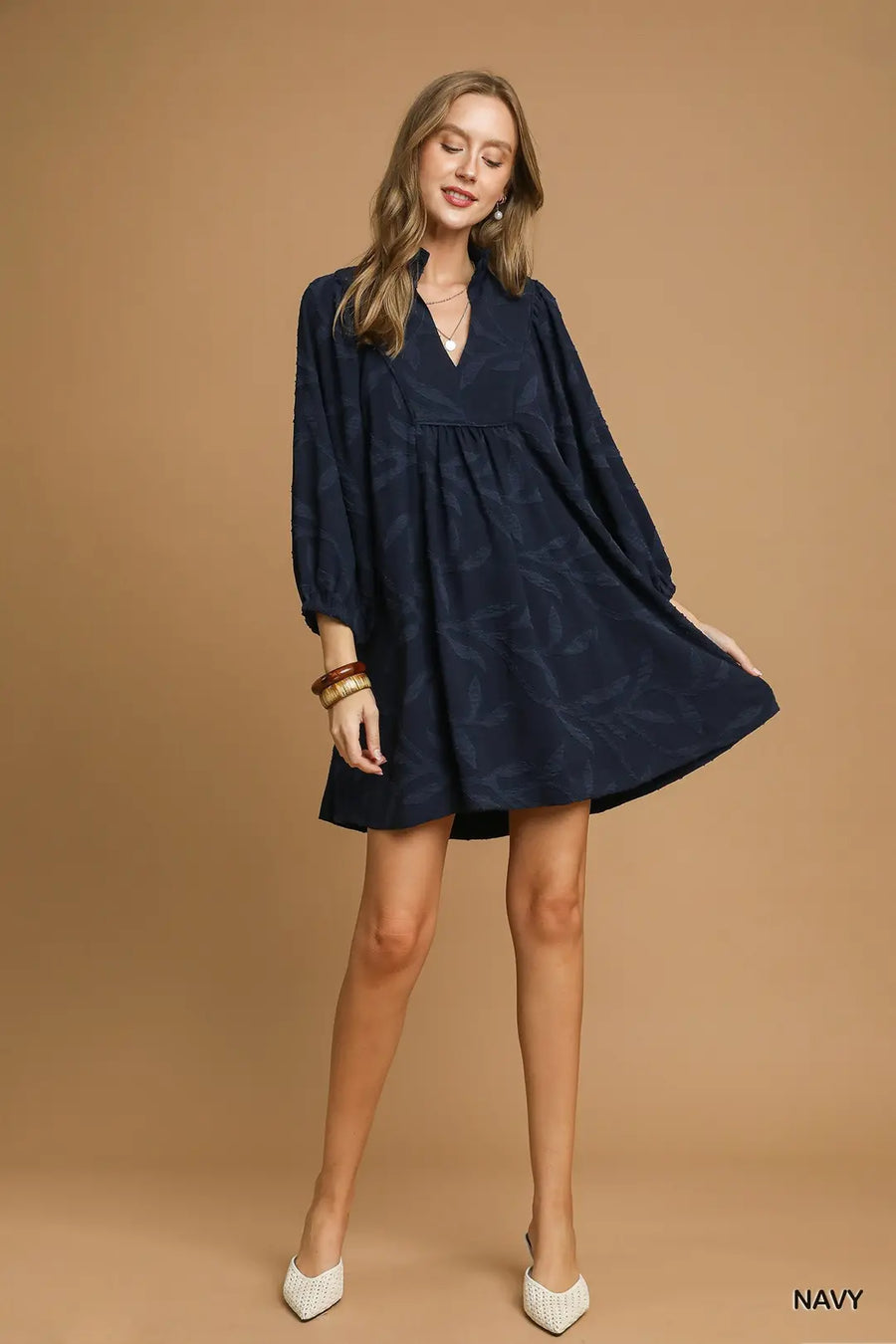 Navy Jacquard Dress