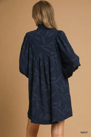 Navy Jacquard Dress
