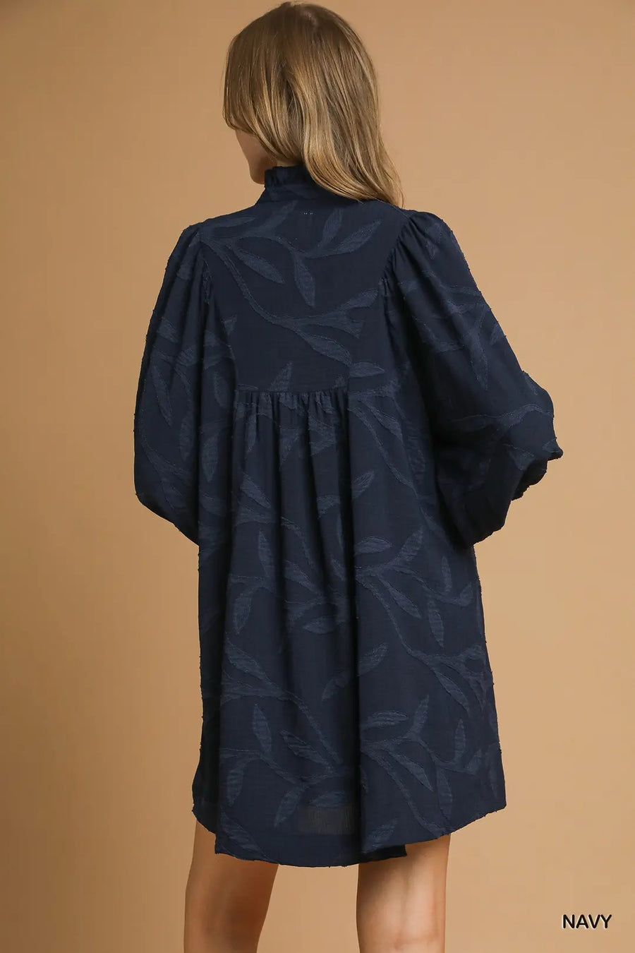 Navy Jacquard Dress