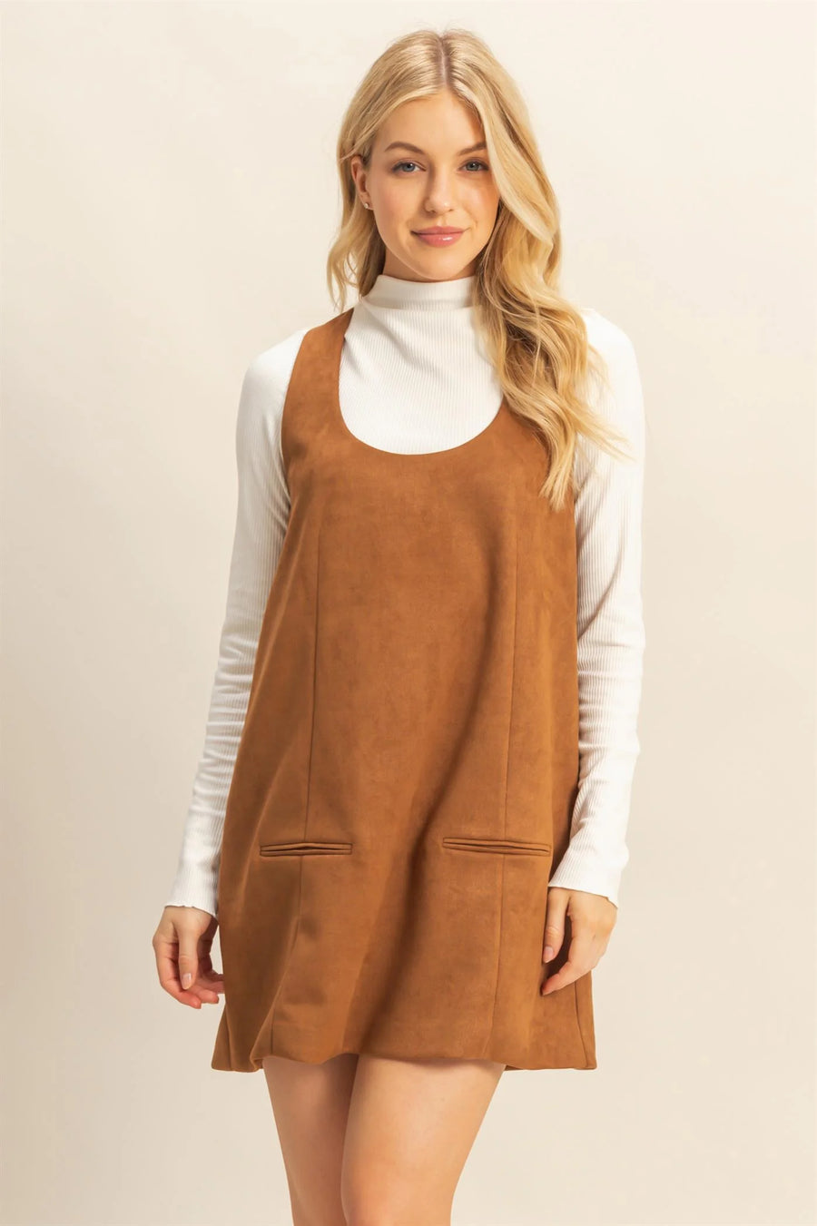 HYFVE Camel Suede Shift Dress