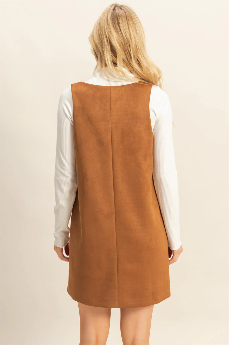 HYFVE Camel Suede Shift Dress