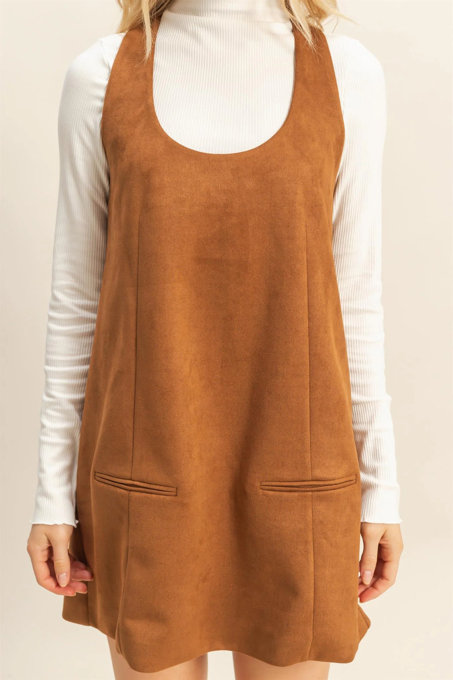 HYFVE Camel Suede Shift Dress