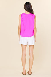 Skies are Blue Pink Shirred Shoulder Top
