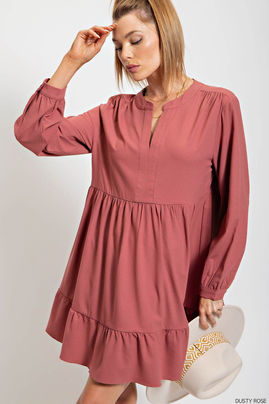 Dusty Rose Ruffle Dress