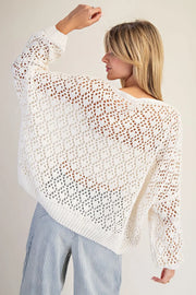 Cream Crochet Open Knit Sweater