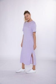 Orchid Maxi T-Shirt Dress with Side Slits