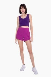 Purple Wine Highwaist Athleisure Split Shorts