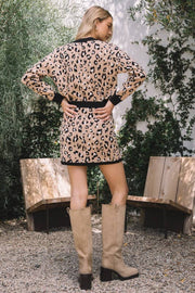 Skies Are Blue Leopard Sweater Knit Mini Skirt