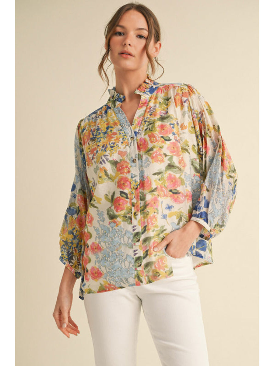 Floral Print Chiffon Top