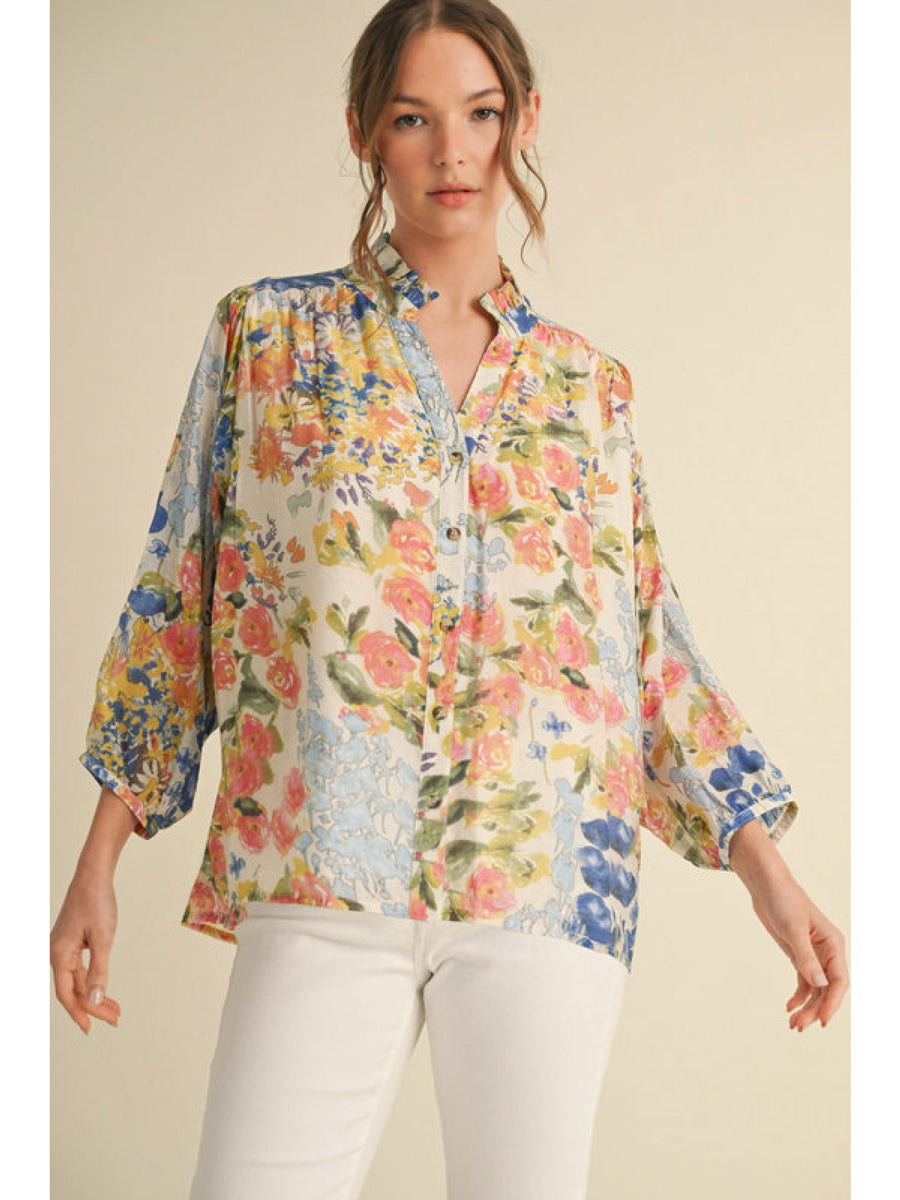 Floral Print Chiffon Top