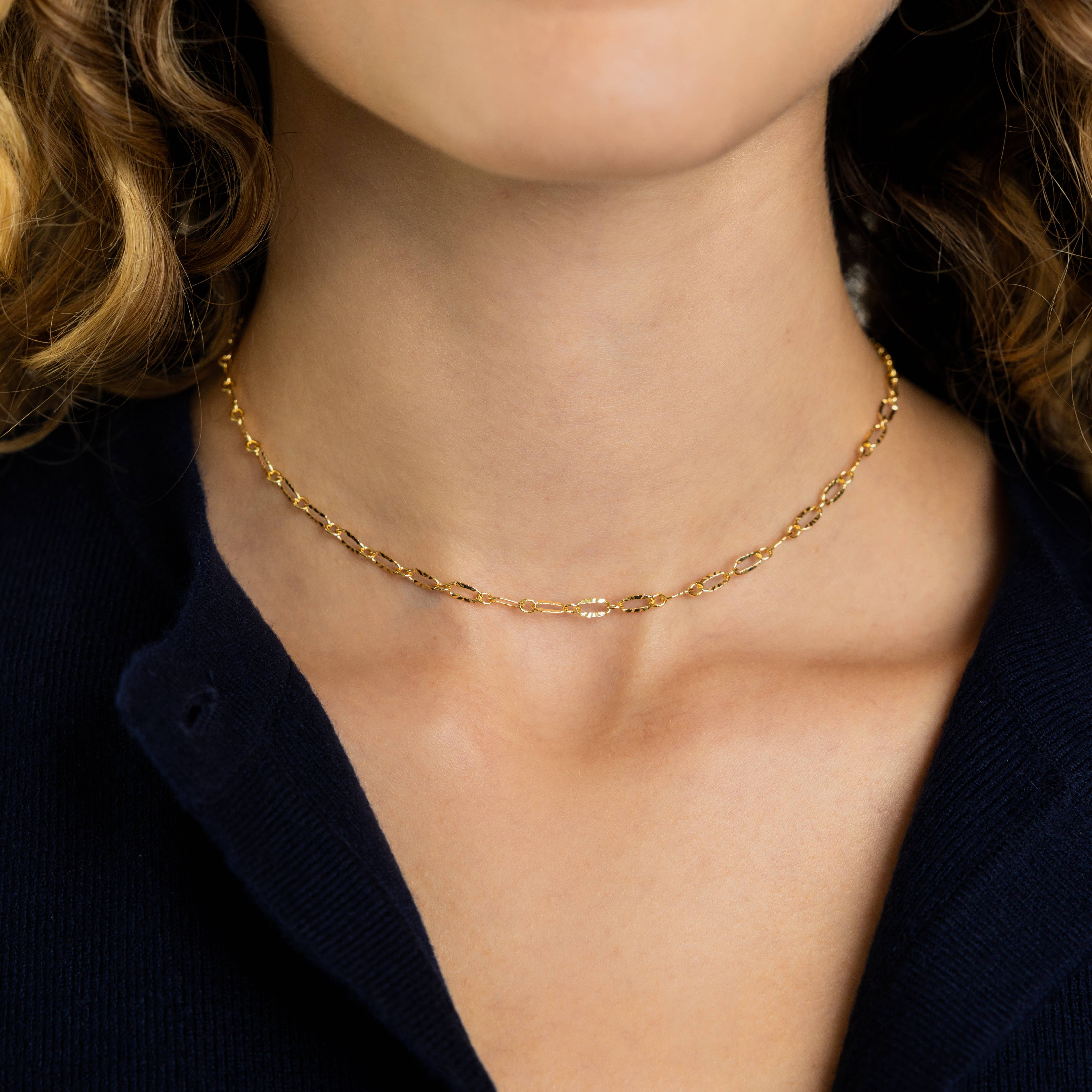 Brenda Grands 18K Gold Modern Paperclip Necklace – Sun Kissed