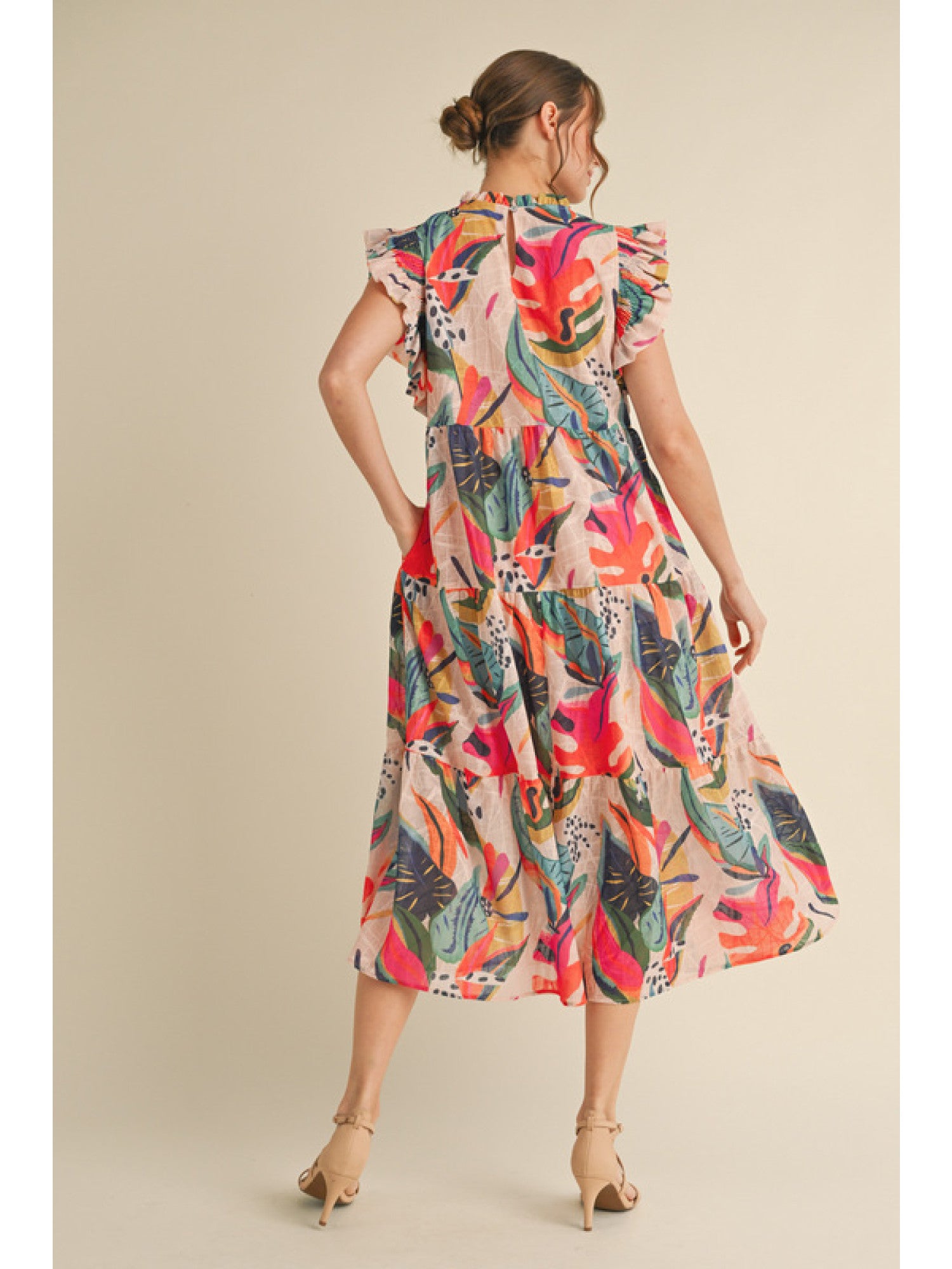 Tropical Print Midi Dress