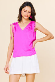 Skies are Blue Pink Shirred Shoulder Top
