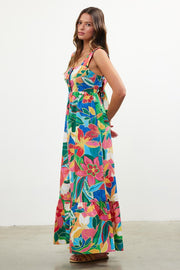 Skies are Blue Tropical Tiered Maxi Dress