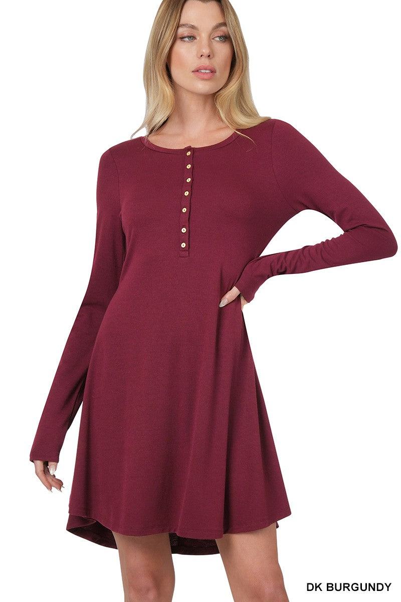 Burgundy Button Down Dress