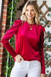 Velvet Puff Shoulder Top