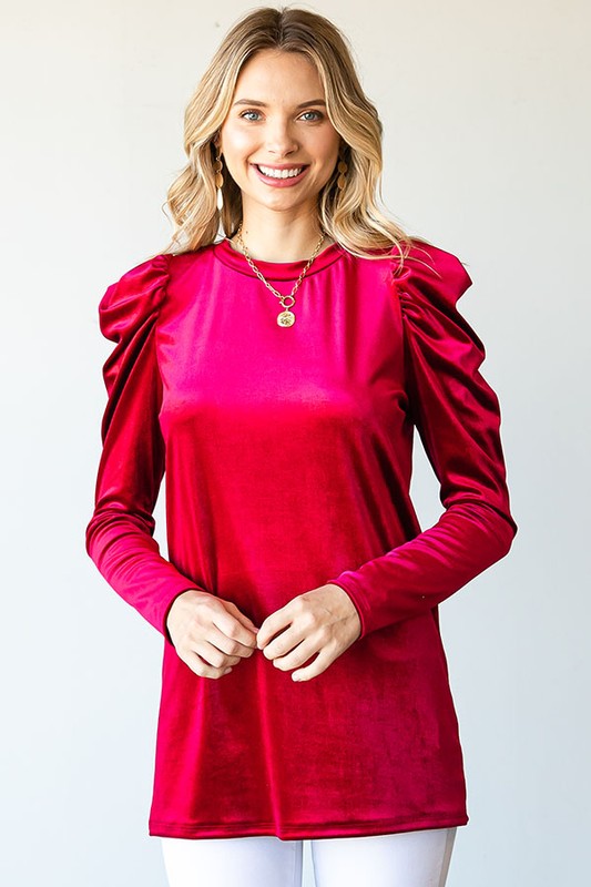 Velvet Puff Shoulder Top