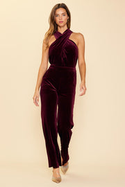 Velvet Halter Neck Jumpsuit