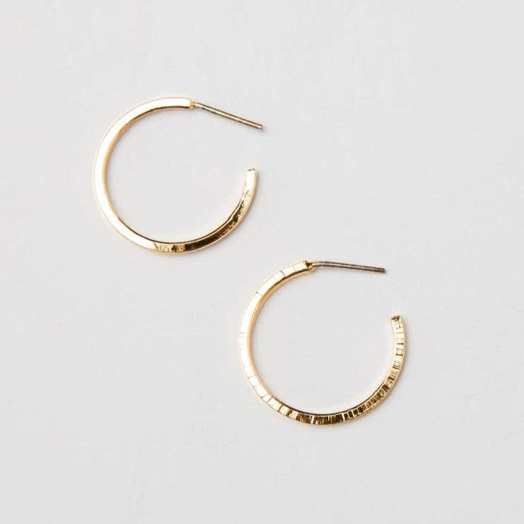 Brenda Grands 24K Gold Mini Thin Hammered Hoops