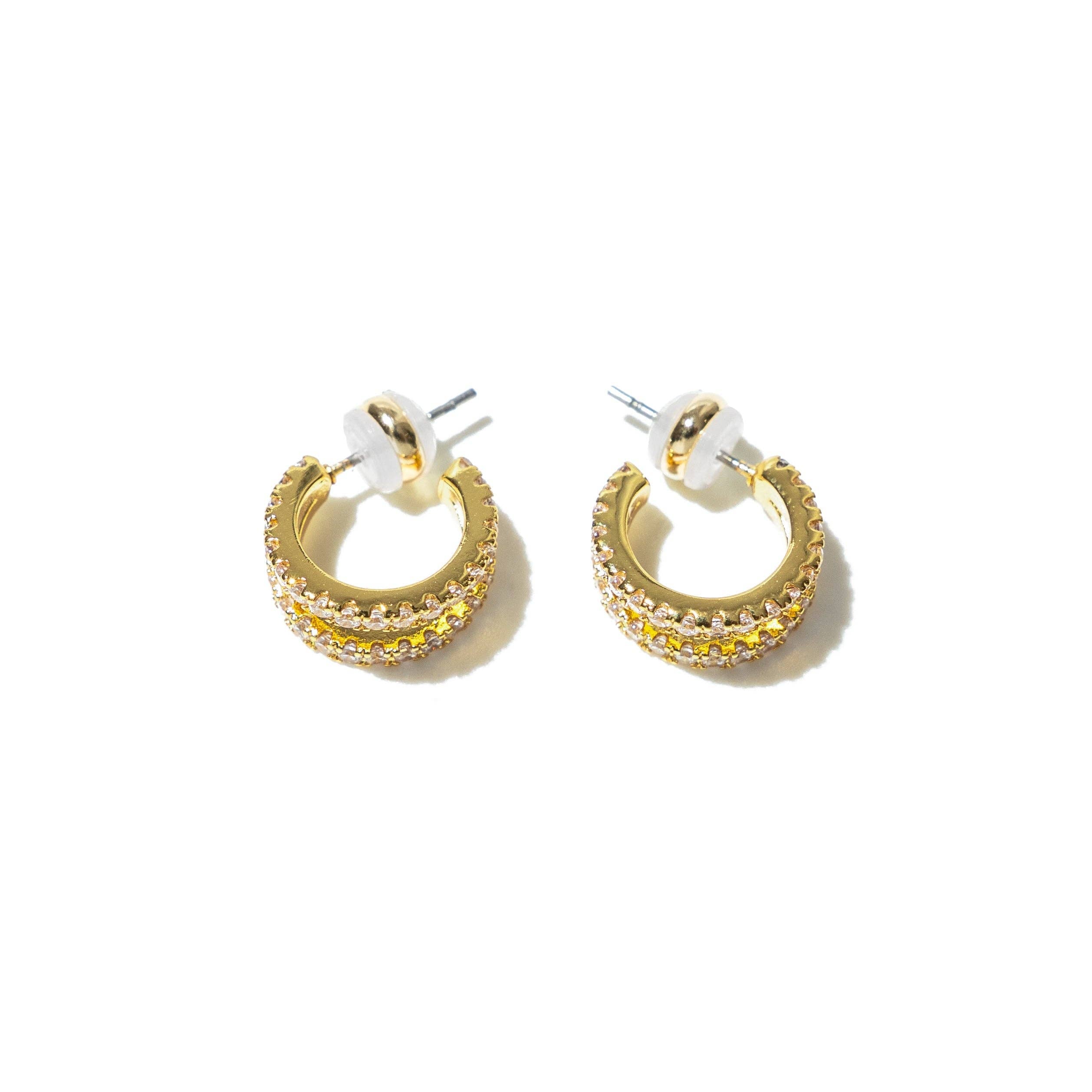 Brenda Grands 18k Gold Pave Shine Double Hoops