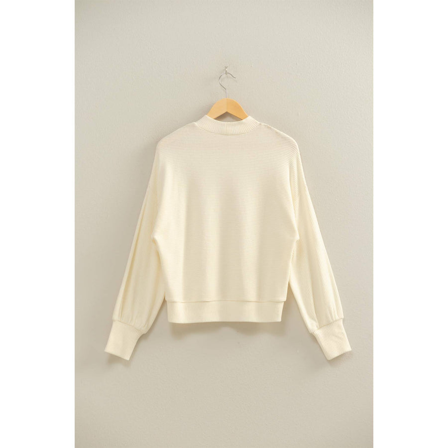 Double Zero Ribbed Balloon Sleeve Top