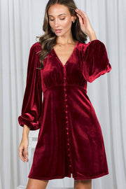 Elegant Silhouette Luxe Velvet V-Neck Dress