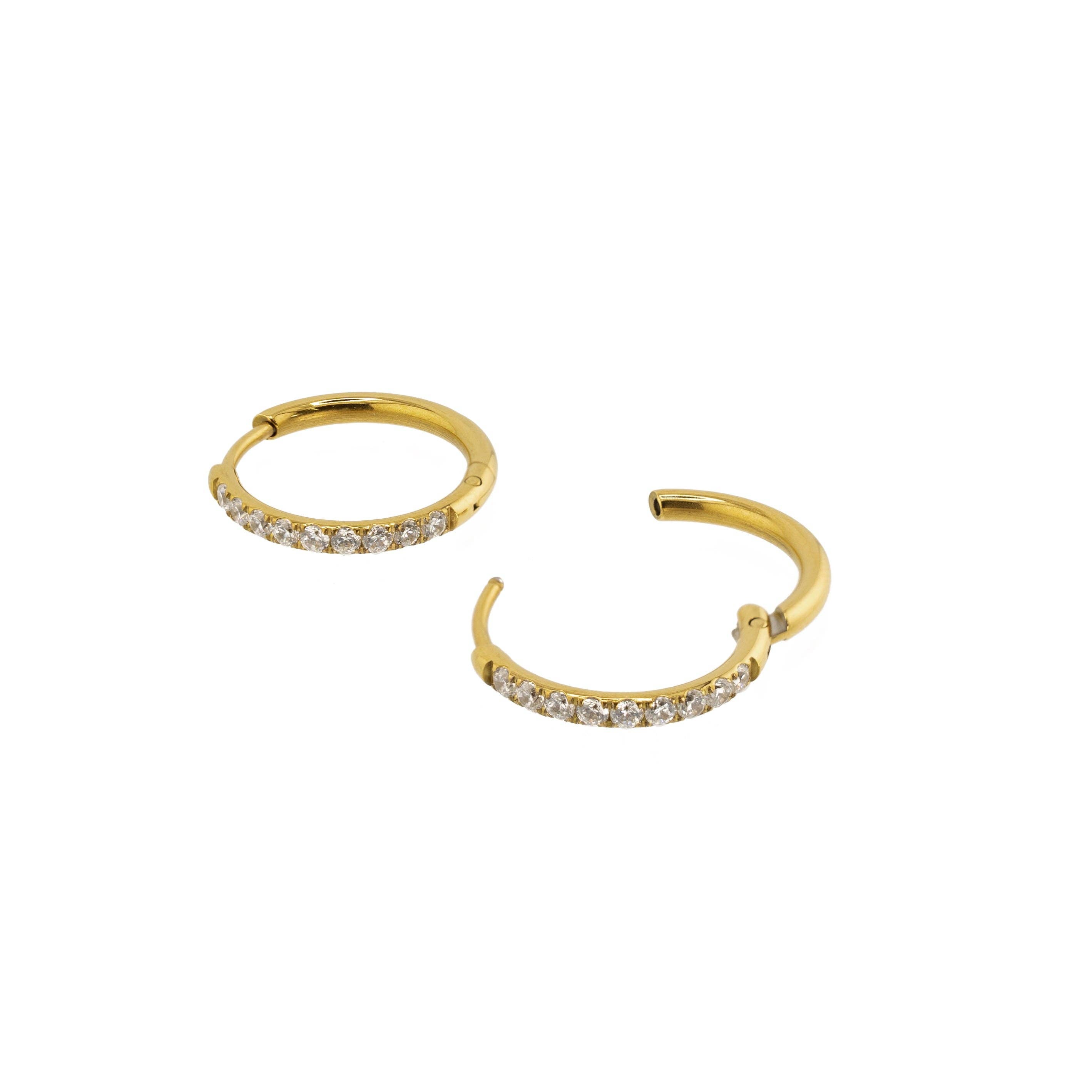 Brenda Grands Waterproof Gold 18mm Diamond Hoops