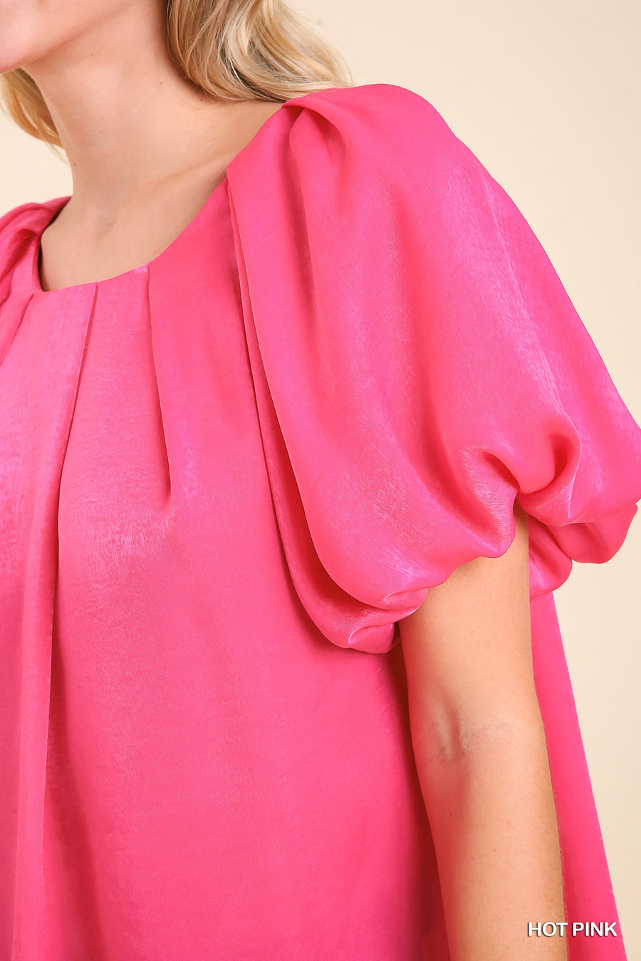 Umgee Hot Pink Satin Shimmer Top