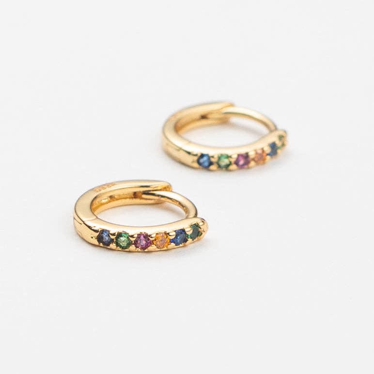 Brenda Grands 18K Gold Multi-Colored Crystal Huggies